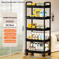 5-Tier Mobile Trolley Storage Rack Rolling Cart Floor Shelf with 360° Wheels for Kitchen Bathroom Fruit Vegetable Snack Holder