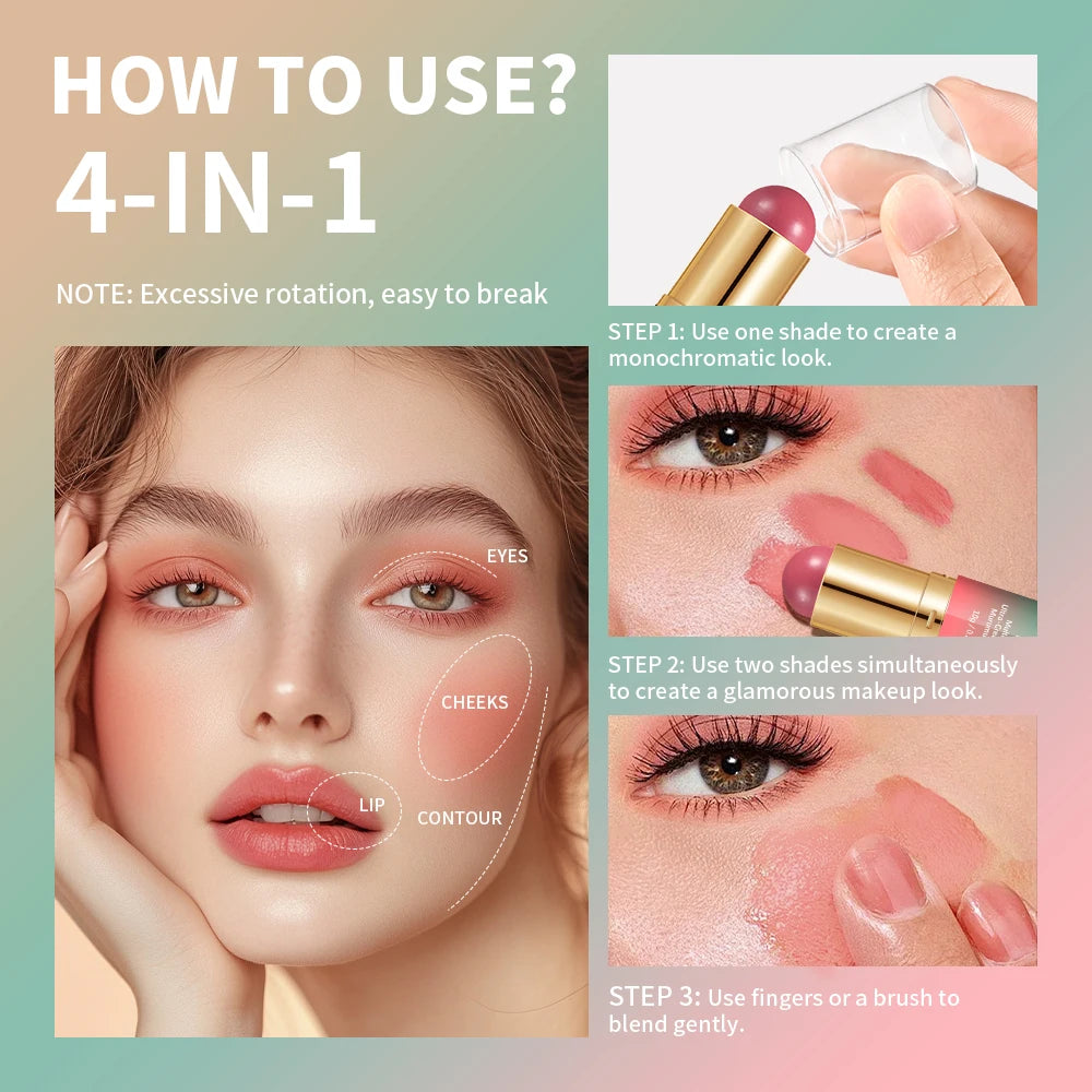 2 IN 1 Multiuse Stick Double Headed Bronzer Blush For Cheeks Eyes Lips Long Lasting Matte Glow Makeup Contouring Stick Makeup