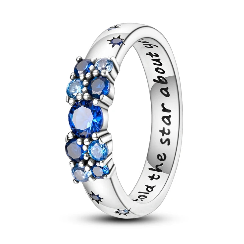 Original 925 Silver Sparkling Zircon Ring Stackable Classic Shine Stone Round Rings For Women Wedding Anniversary Jewelry Gift
