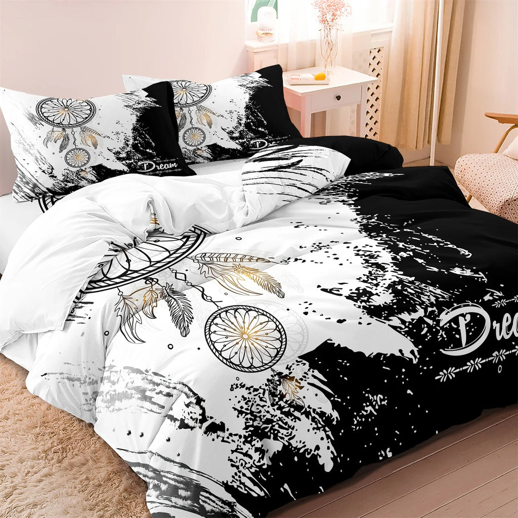 3pcs Dream Catcher Pattern Duvet Cover Set Soft Comfortable Bedding Set For Home Bedroom （1 Duvet Cover & 2 Pillowcases）