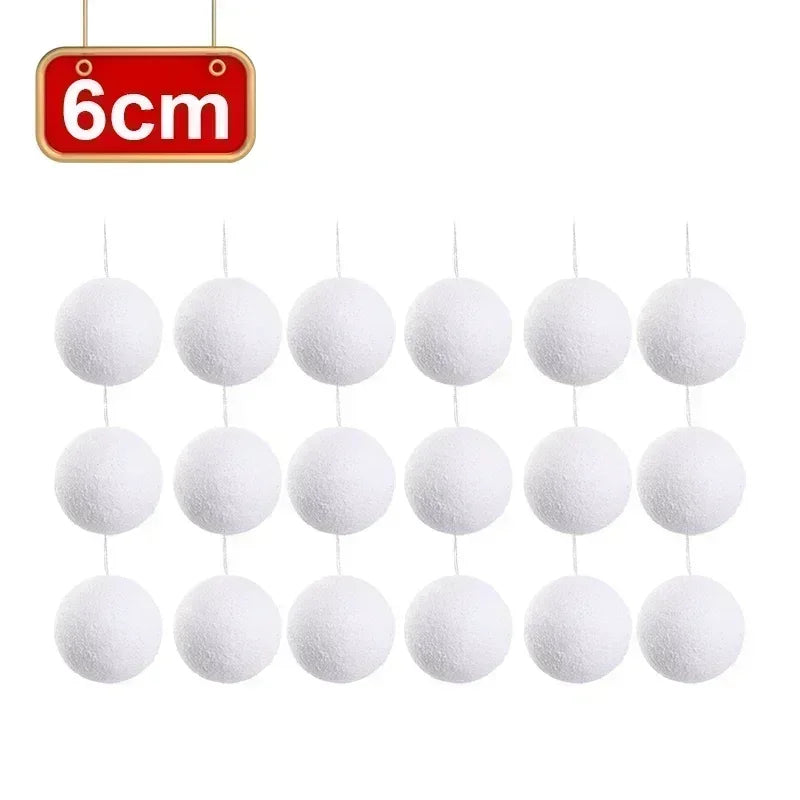 4/6/8cm White Christmas Balls Decoration Christmas Tree Hanging Accessories New Year Gift Box Navidad DIY Party Home Room Decor