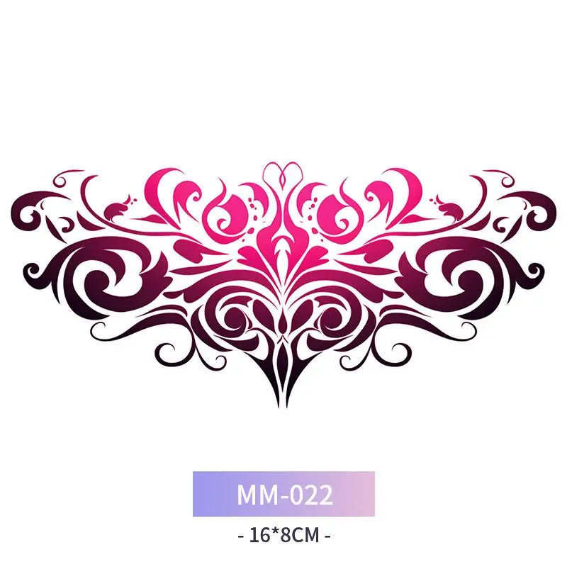 Pink Succubus Totem Tattoo Stickers for Woman Art Temporary Tattoos Set Waterproof Sexy Abdomen Lasting Fake Tattoo Cover Scars
