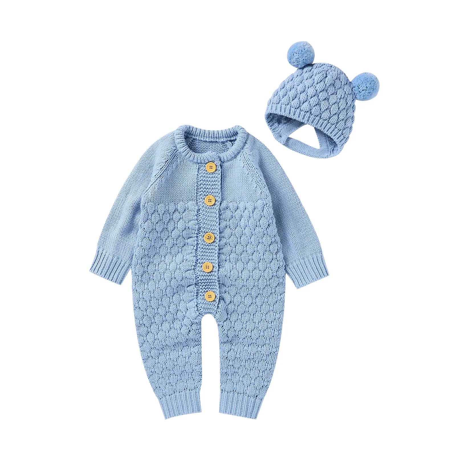 Newborn Baby Clothes Set Knitted Infant Girl Boy Romper +Hat +Gloves +Shoes Fall 4PC Long Sleeve Jumpsuit Outfits +Mitten +Boots