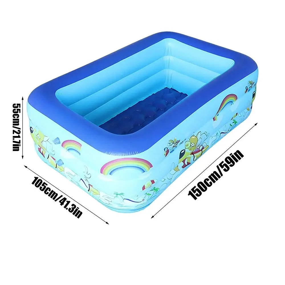 Inflatable Pool Kids Large Portable Outdoor Games Kids Summer Blow Up Swimming Pool for Boys Girls Family Indoor Outdoor Garden