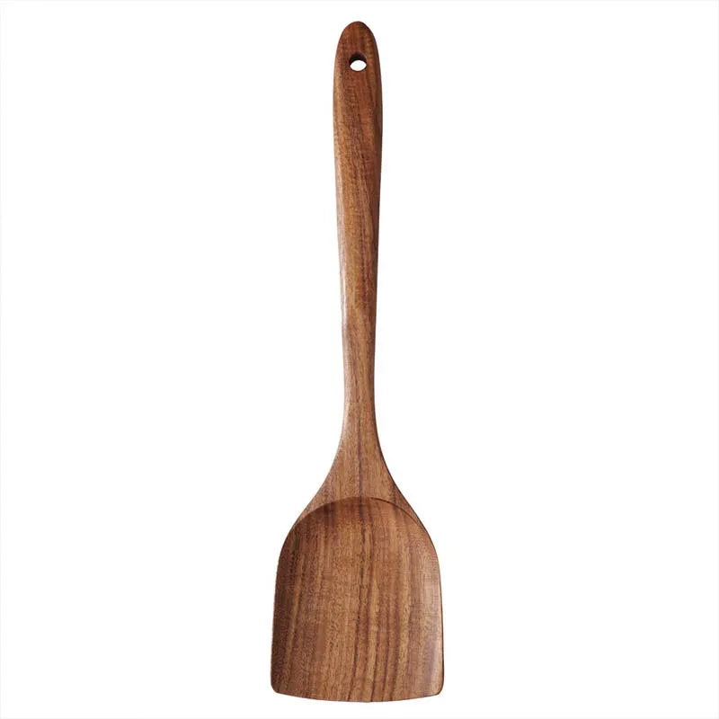Wood Kitchenware Cooking Set Household Spatula Spoon Set Salad Spoon Fork Stirring Spoon Kitchen Baking Set With Storage Bucket