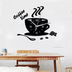 3D Acrylic DIY Wall Clock Mirror Wall Clocks Simple Home Digital Wall Sticker Decoration Mute Coffee Cup Wall Quartz Clock