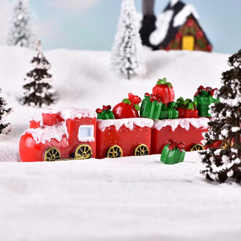 New Christmas Deer Santa Claus Sled Tree Snowman Figurine Doll House Home Decor Miniature Garden Decoration Accessories Modern