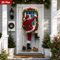 Santa Claus Christmas door curtain banner, door frame decoration, vibrant outdoor holiday decorations, Christmas ornaments