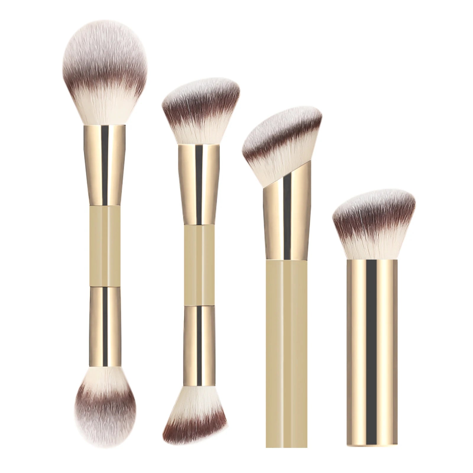 Professional 4Pcs Makeup Brush Set Angled Contour Large round Loose Powder Flame Blush Retractable Mushroom Beauty Tools