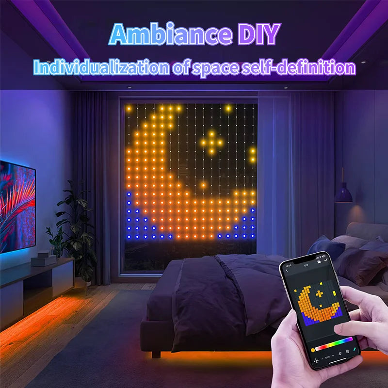 Smart LED Curtain Lights LED Fairy Lights App Control Music Sync DIY Pattern Waterproof for Indoor Outdoor Party Decor
