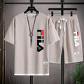 2026 Summer Men's Sports Set Casual T-shirt+Shorts Set Waffle Fashion Short Sleeve Shorts Two sets of Sports Set Loose Set