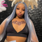 13X4 13X6 Transparent Silver Gray Lace Front Human Hair Wigs 613 Colored Straight Lace Frontal Wig For Women T Part Remy Wig 250