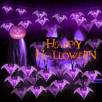 59.06inch 10 Lights, 3m 20 Lights Purple Bat Halloween Decoration String Lights, Battery Powered (No Plug)