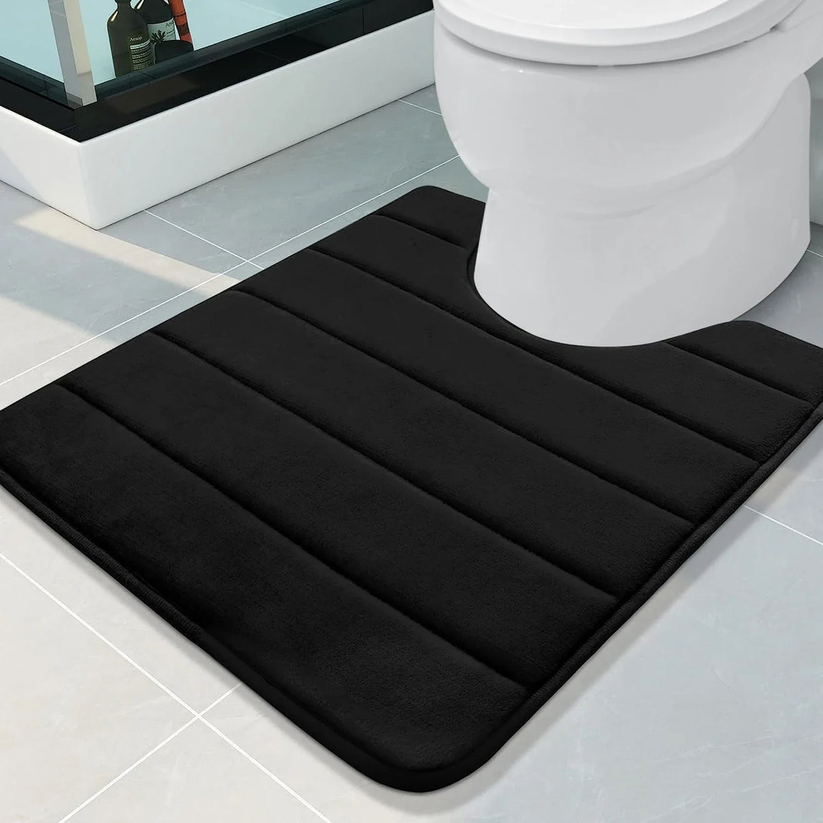 U-Shaped Toilet Mat Bathroom Mat Bathroom Carpet Bathroom Carpet Memory Foam/Chenille Bath Mat Anti-Skid Super Absorbent