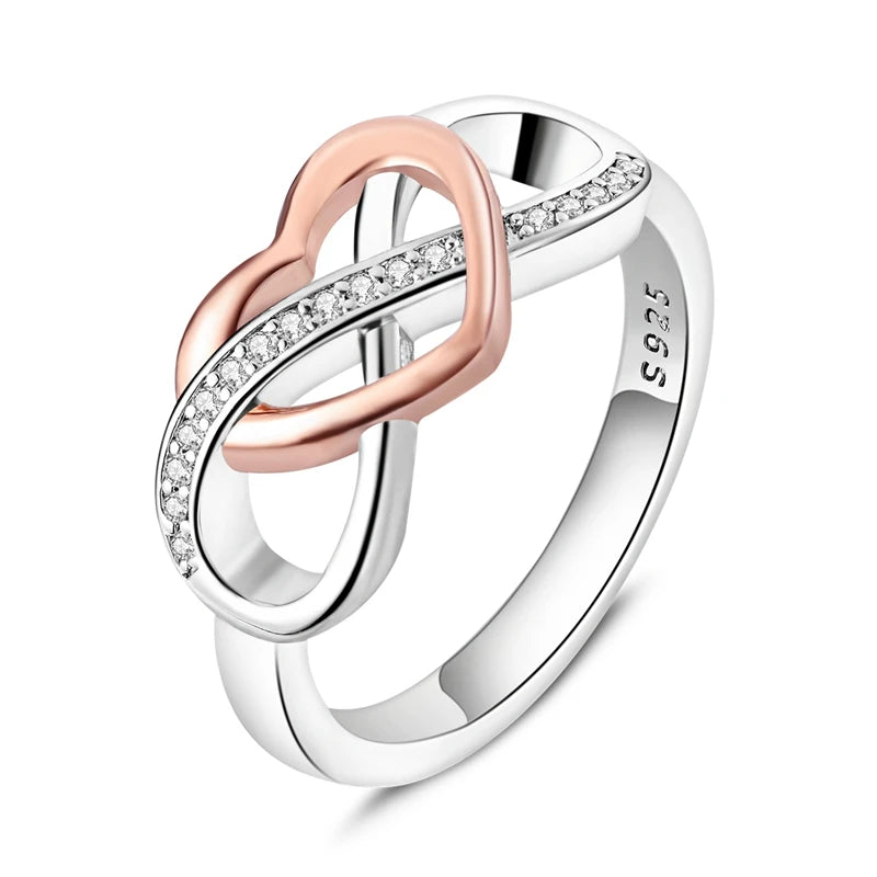 Original 925 Silver Sparkling Zircon Ring Stackable Classic Shine Stone Round Rings For Women Wedding Anniversary Jewelry Gift