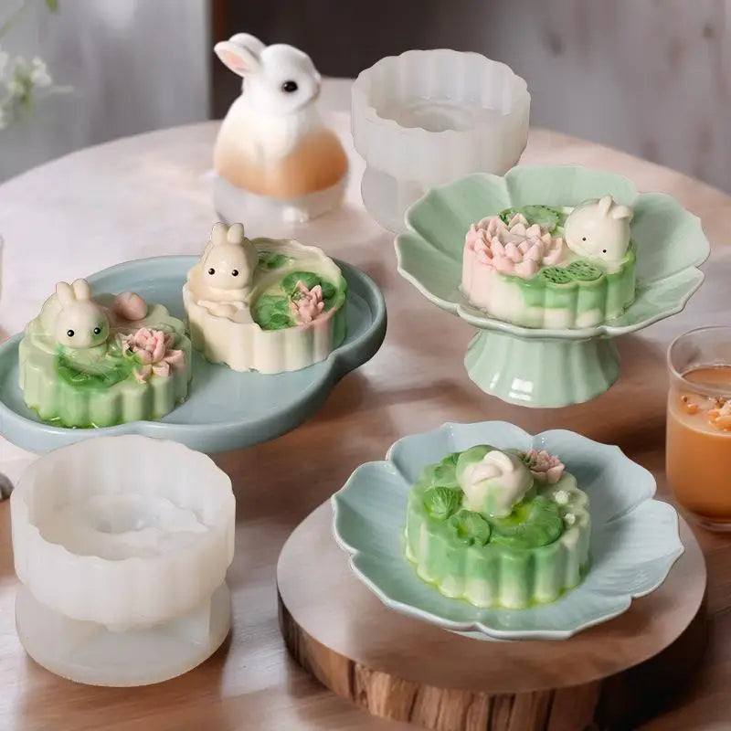 Creative Rabbit Milk Pudding Silicone Mold Custard Mold Cute Cartoon Jelly Cake Cake Mold Cake Decoration Baking Bakery Tool
