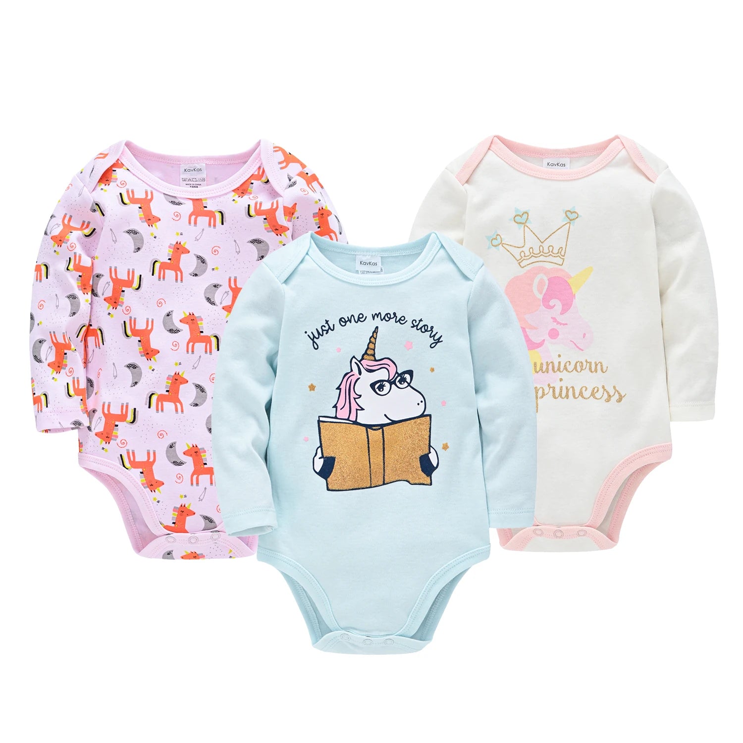 3pcs/set Baby Girls Clothes Bodysuits Infant 100% Cotton Soft Long Sleeve Jumpsuits 0-24M Newborn Cartoon print Playsuit Onesie