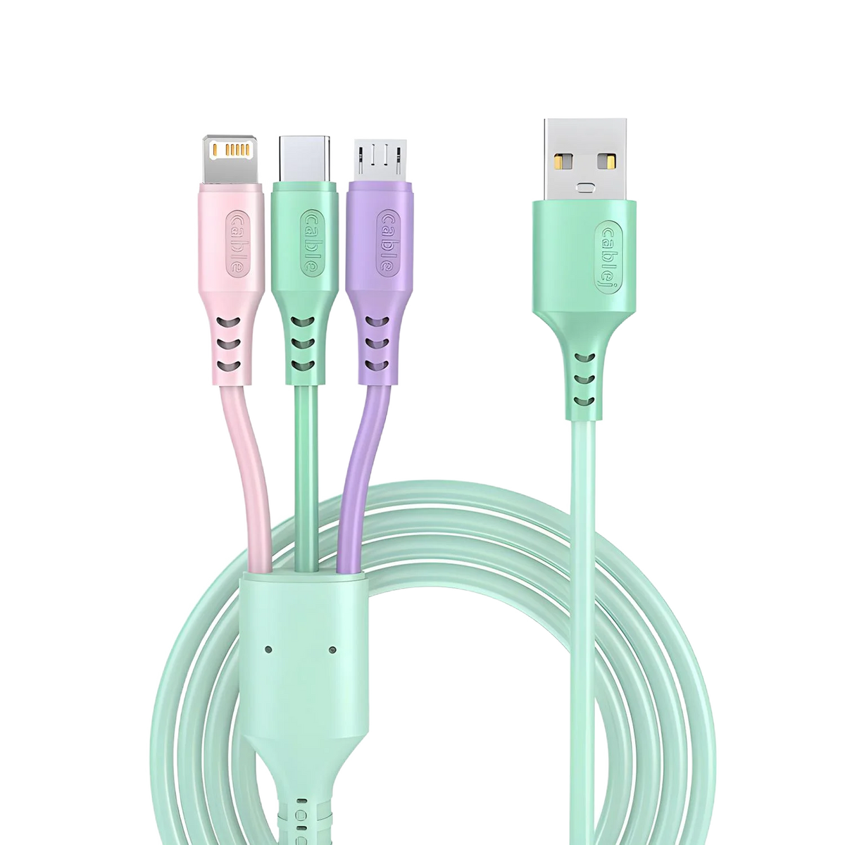 3 in1 Charging Cable Multi Usb Port Multiple Usb Charging Cord Type C Micro Charger Mobile Phone Wire For iPhone 14 13 12 Xiaomi