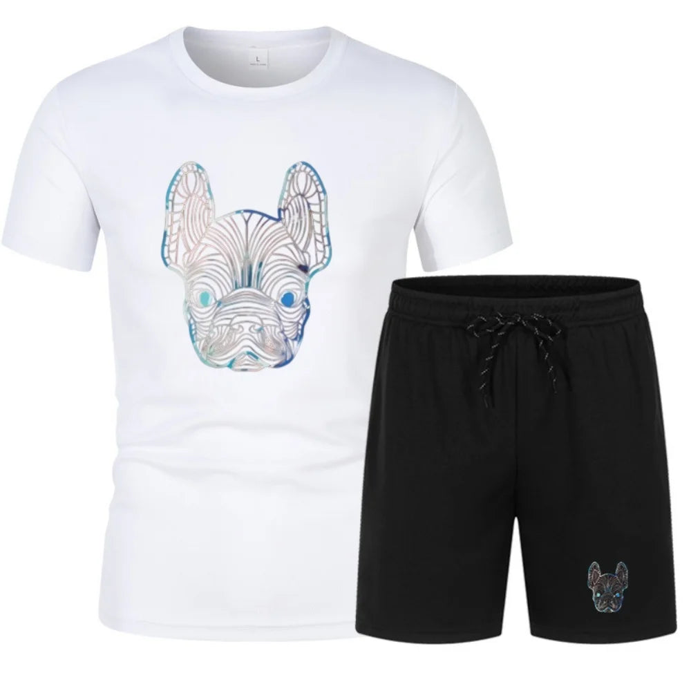 Men's Summer Breathable Mesh Running and Soccer Sportswear Two-Piece Set, Casual Fitness Brand Set, Lightweight, Quick-Drying, S
