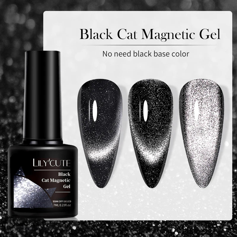 LILYCUTE 7ml Fruit Grape Purple Cat Magnetic Gel Nail Polish Vernis Semi Permanent Soak Off Colorful Gel Polish Nails Supplies