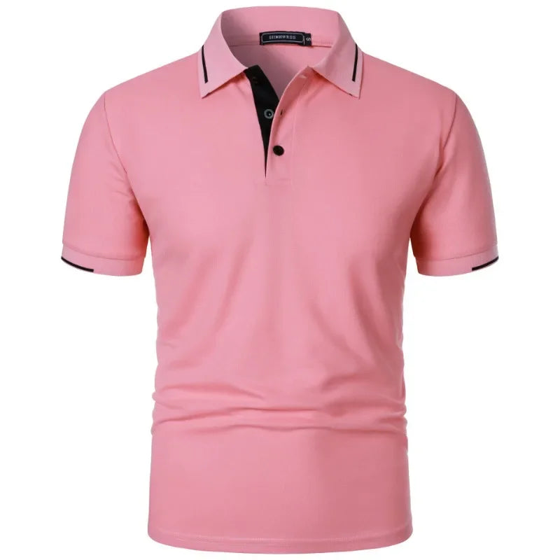 Men's Short Sleeve Polo Shirt Summe Button Classic Fit Casual T-Shirts Oversize Pullover Shirts Man Solid Color Lightweight Tops