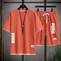 2026 New Men's T-shirt and Shorts Set 2-in-1 Summer Breathable Casual T-shirt Running Fashion Element Printed Men's Sports Set
