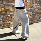 Y2K High-Waisted Printed Embroidered Street Guard Pants Spring Summer Casual Straight Leg Double Waist Design Fashionable