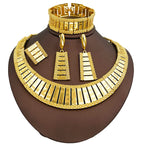 Dubai Jewelry Set Women Luxury Design High-end Gold Plated Necklace Bangle Earring Ring Daily Wear Accessory Ideal Gift