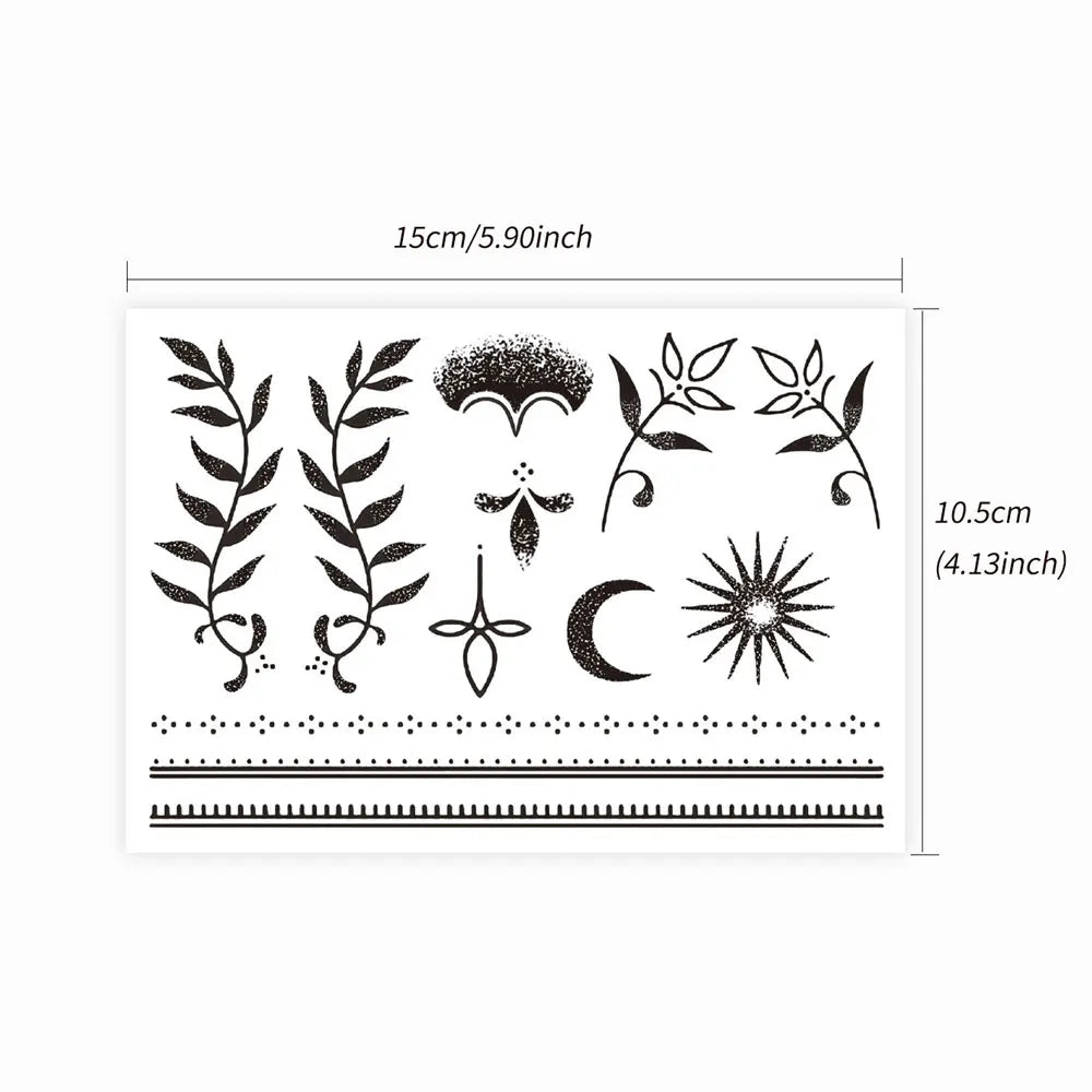 1 Sheet Moon Stars Sun Pattern Tattoo Stickers Waterproof Temporary Tattoos for Men Women Hand Arm Wrist Chest Body Decoration