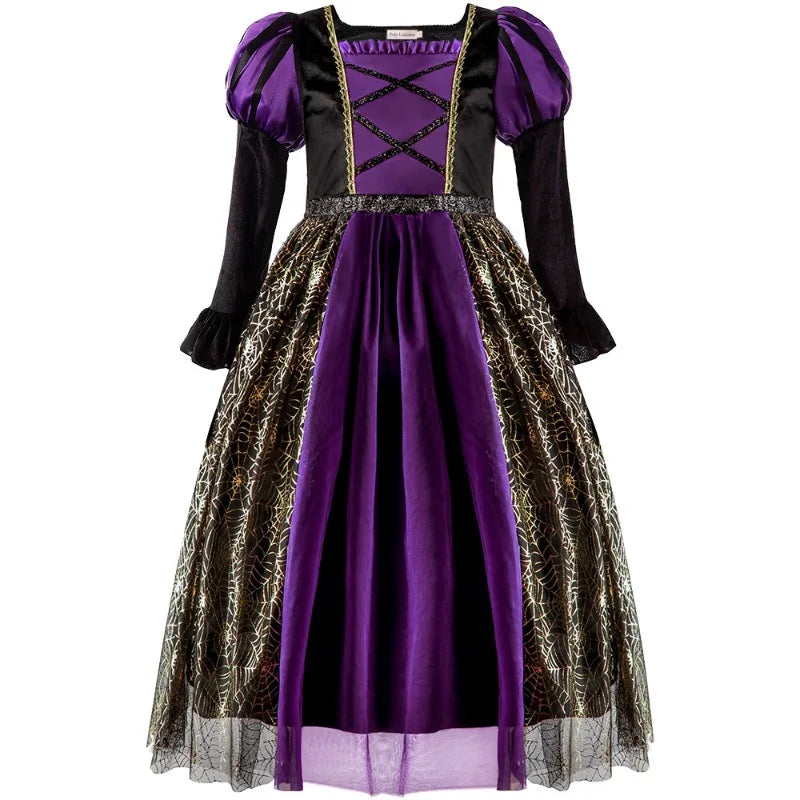 Baby Girls Halloween Witch Costume Children Cosplay Vampire Dresses Carnival Party Clothes Dress Up Clothes for Children