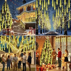 Solar Meteor Shower Lights Outdoor 8 Tube LED Falling Rain Icicle String Lights for Halloween Christmas Weddings Decorations
