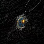 Gothic Glass Pendant Necklace for Women Sun Moon Punk Style Charm Necklace Vintage Cameo Rope Chain Witch Accessories