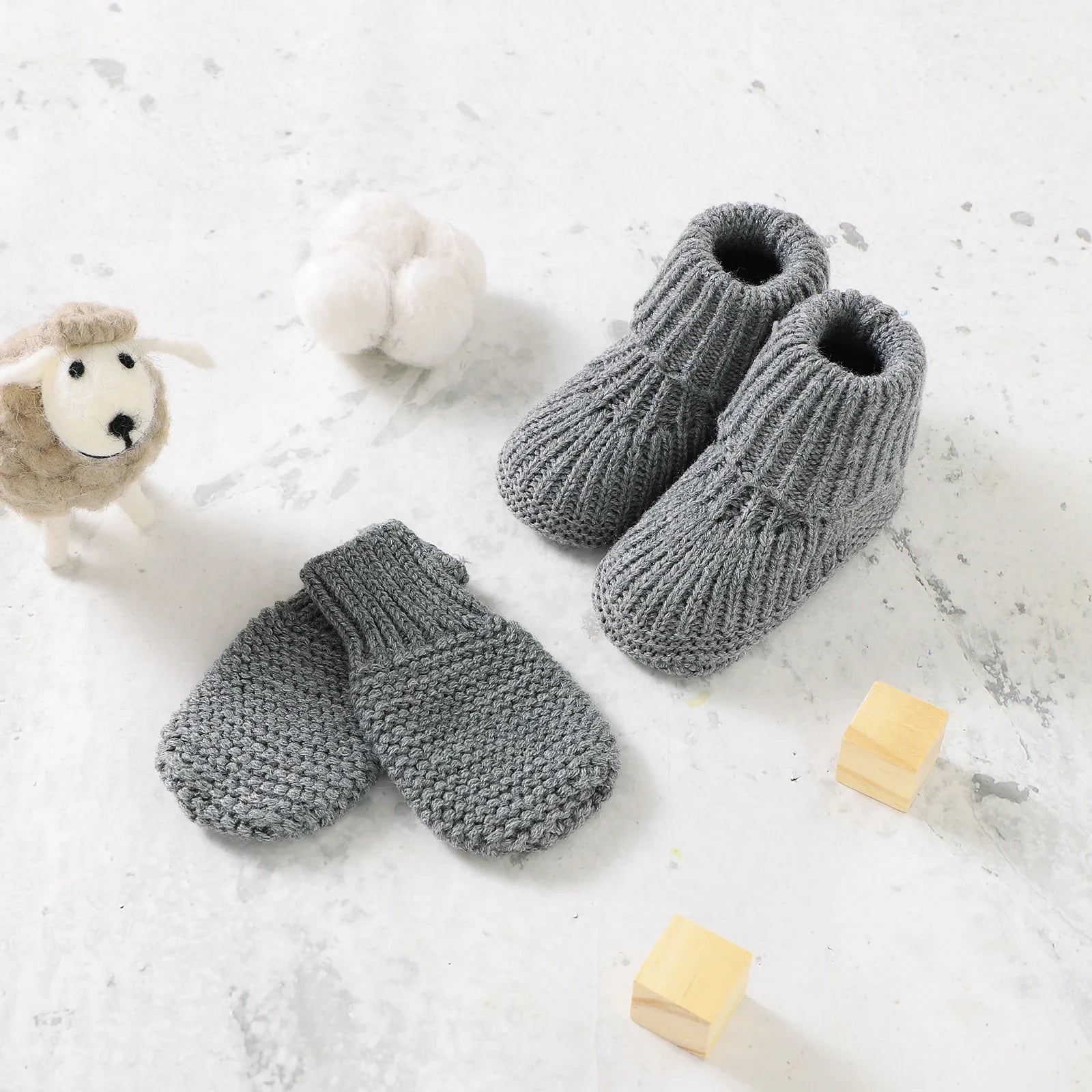 Newborn Baby Clothes Set Knitted Infant Girl Boy Romper +Hat +Gloves +Shoes Fall 4PC Long Sleeve Jumpsuit Outfits +Mitten +Boots