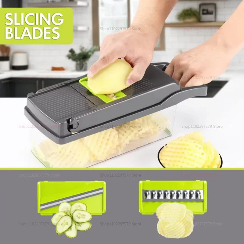 Multifunctional Portable Kitchen Chopper Vegetable Shredder Slicer, Potato Carrot Grater, Fruit Veggie Home Food Processor