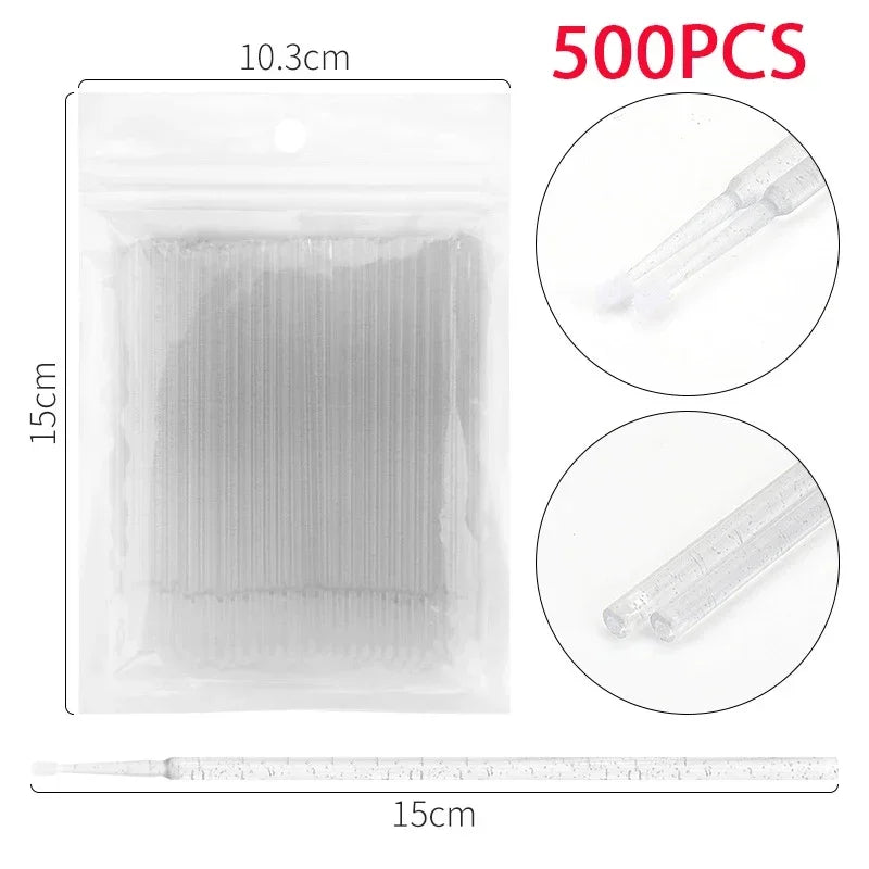 500/1000PCS  Eyelash Brushes Cotton Swab Micro Individual Eyelashes Microbrush Removing Cleaning Lash Extensions Accessori