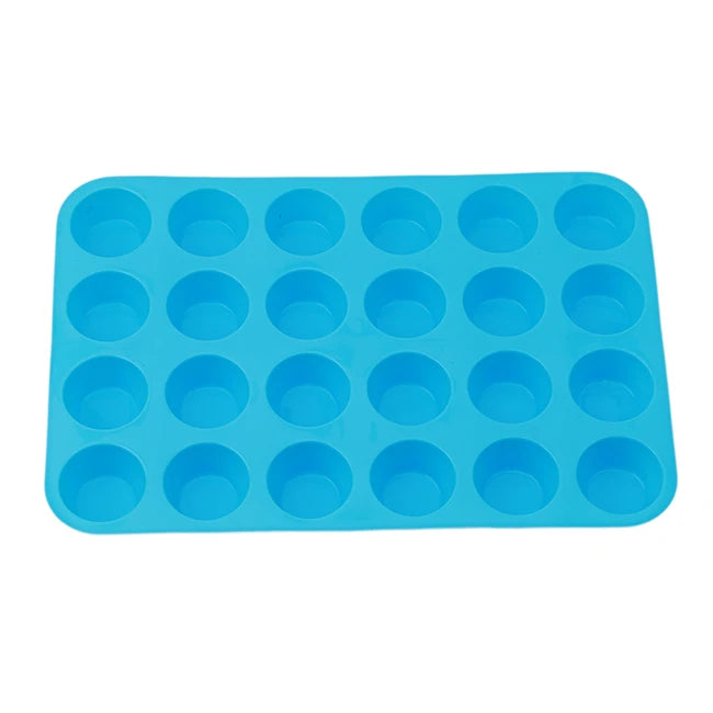 24-Hole Cake Mold Silicone Soap Cookies Cupcake Bakeware Pan Tray Mould Home Mini Muffin Cup 3D Non-stick Jelly&Candy Mold