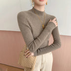 Autumn and Winter New Women's Cashmere Sweater 100% Pure Cashmere Semi High Neck Women's Pullover Soft Basic Women's Top