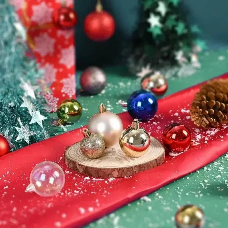 24 Pcs 3/4/6CM Christmas Balls Big Ball Christmas Tree Pendant Ornaments for Party Decor 2025 New Year Navidad Gifts Accessory