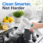 Automatic Cleaning Brush – Sponge Material, Powerful Stain Removal, Multiple Brush Heads, Handle