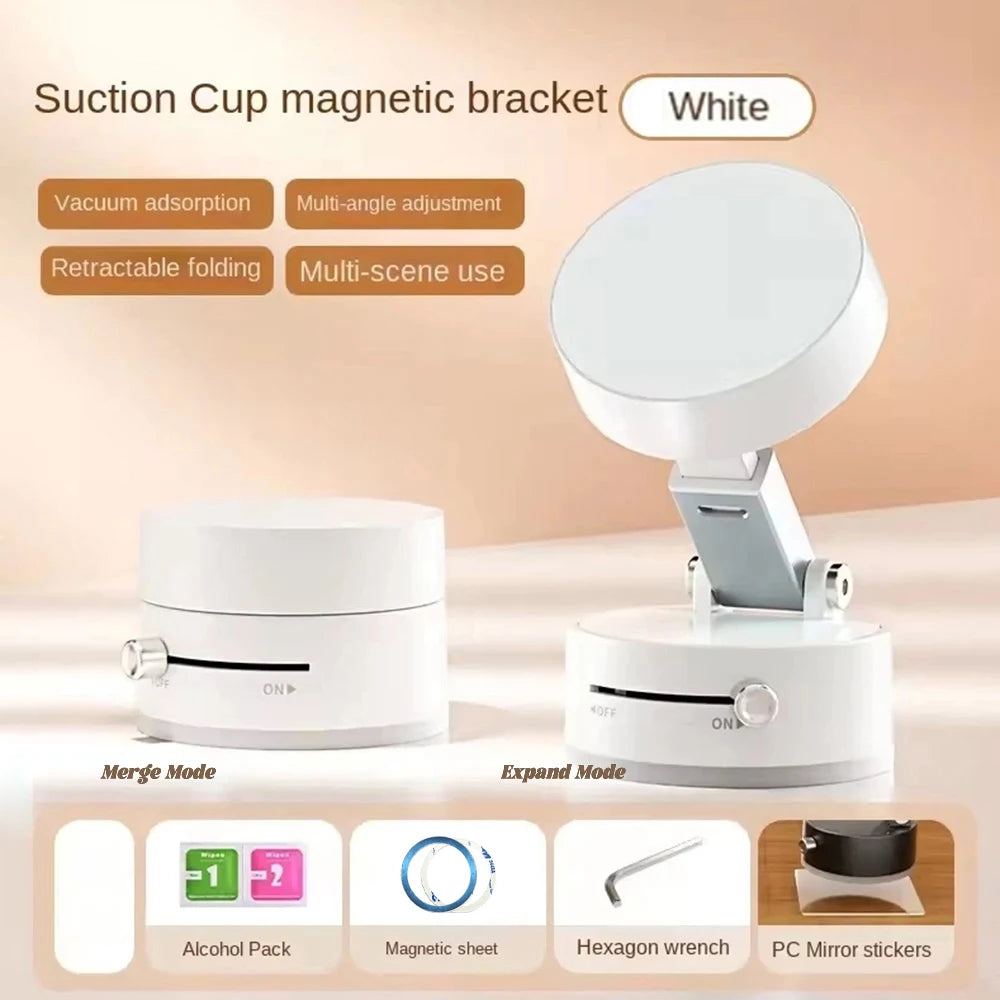 Suction Cup Magnetic Phone Holder Foldable Car Phone Mount Dashboard Phone Bracket 360 Degree Rotation Lazy Storage Vacuum Stand