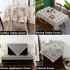 Battilo Rectangular Tablecloth Lace Table Cover Luxury Embroidered Coffee Tablecloths for Dining Tables Home Wedding Decoration