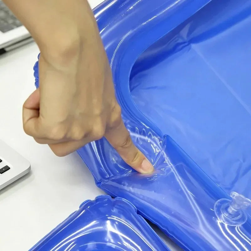Blue Inflatable PVC Tray Reusable Cleaning Basin Kids Sensory Learning Activity Tray Sandbox for Play Sand,Water Fishing Games