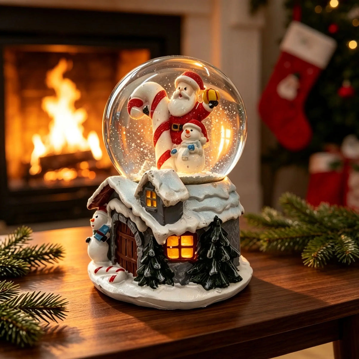 Christmas Crystal Ball Music Box Santa Claus Snow Globe Light Up Ornament Gift For Girlfriend Birthday Gift Desktop Decor