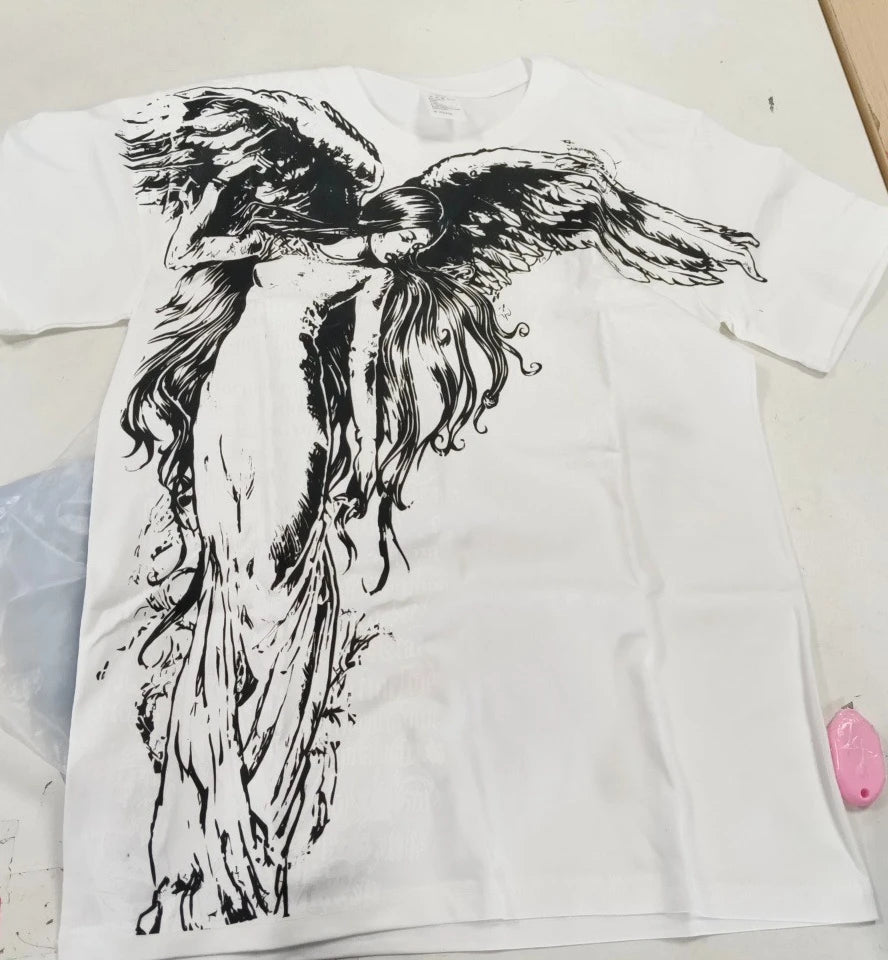 2000s affliction T-shirt Vintage Clothing Punk Hip Hop Graphic Print Oversized T shirt Men Round Neck Cotton Short Sleeve Tops