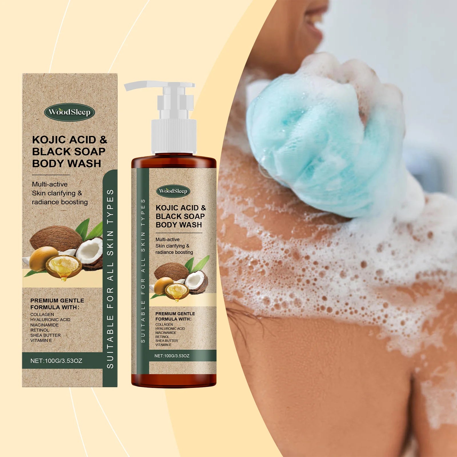 Collagen Shower Gel Brighten Body Lighten Fine Lines Oil Control Lasting Fresh Hydrating Skin Exfoliator Kojic Acid Body Wash