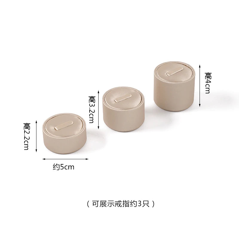 Champagne Leather Jewelry Set for Earrings Rings Display Stand Storage Organizer for Fashion Women Bracelets Necklaces Tray