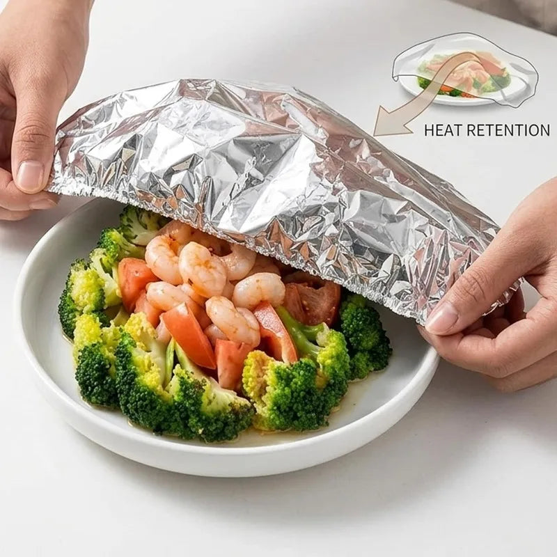 Aluminum Foil Film Food Cover Elastic Disposable Food Grade Covers Fresh-keep Lid Fruit Vegetable Insulation Storage Saran Wrap