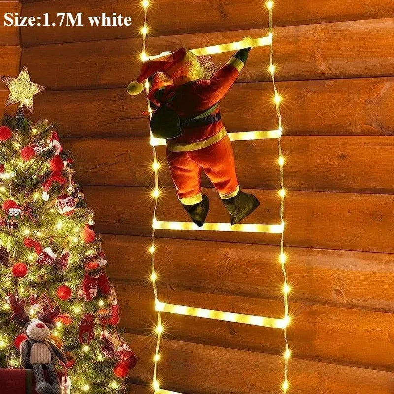 Christmas Decoration 2027 Glowing Santa Claus Climbing Ladder Room Decoration Home Outdoor Garden Cristmas Tree Ornement Gift