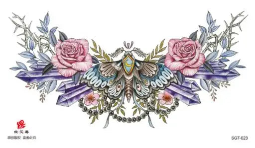 Disposable Tattoo Sticker, Fake Tattoo for Woman, Waterproof Body Art Tattoo for Couples Letter Lotus Flower Temporary Tattoo