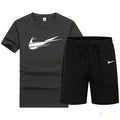 New men's two-piece set including mesh T-shirt and shorts for sports, fitness training, running and quick-drying T-shirt set